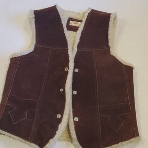 Vintage suede and faux shearling vest 36
